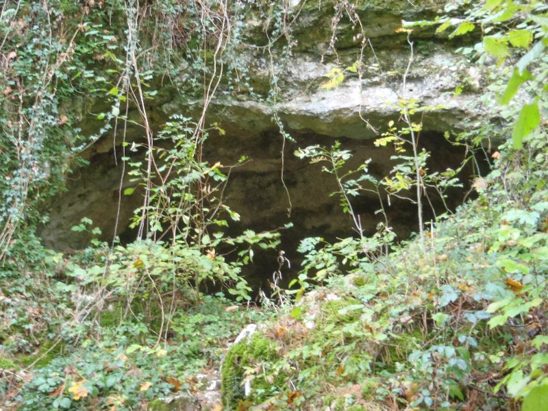 Entrée grotte C (légèrement perchée)
Porche en grande partie évidé de son remplissage et peut-être même élargi. Correspondrait à un ancien point de perte (peut-être en relation avec la grotte D ?).
Fichier manquant